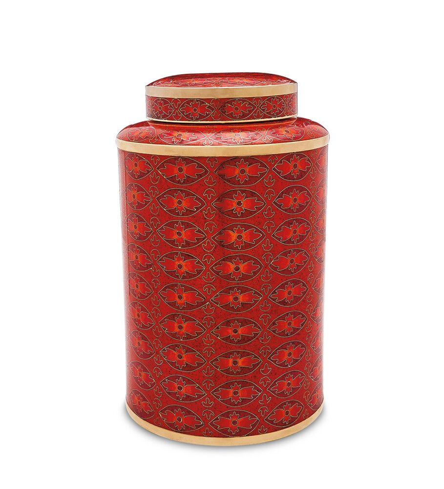 Red Rosette Cloisonne Urn