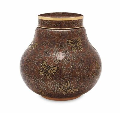 Amber Butterfly Cloisonnes Urn